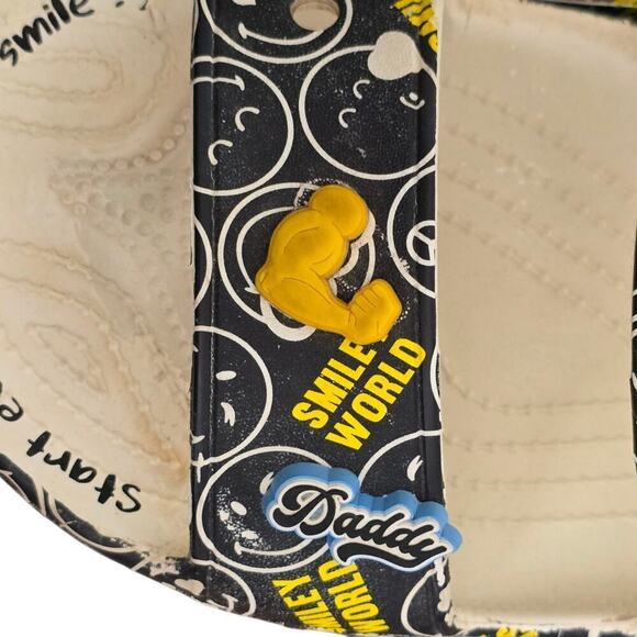 Crocs Smiley World Sandal Slide White Black Yellow Double Strap Mens Size 12 main image 6